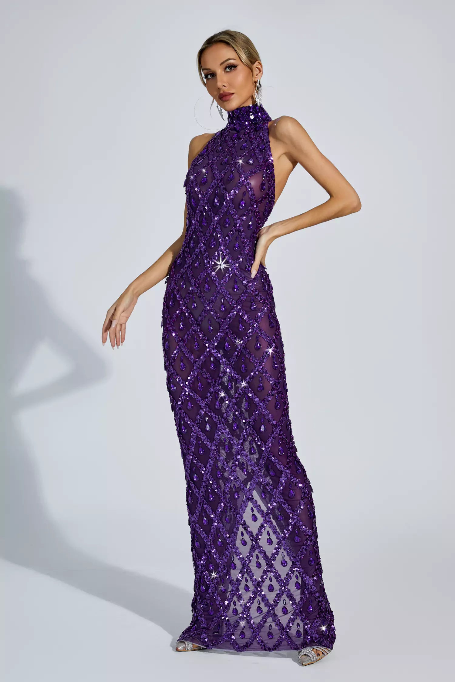 Louise Purple Diamond Maxi Dress