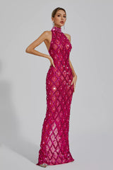 Louise Rose Red Diamond Maxi Dress