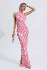 Louise Pink Diamond Maxi Dress