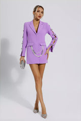 Macie Purple Pearl Embellished Blazer Dress