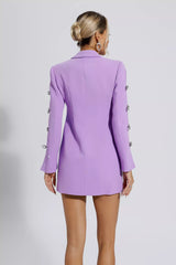 Macie Purple Pearl Embellished Blazer Dress