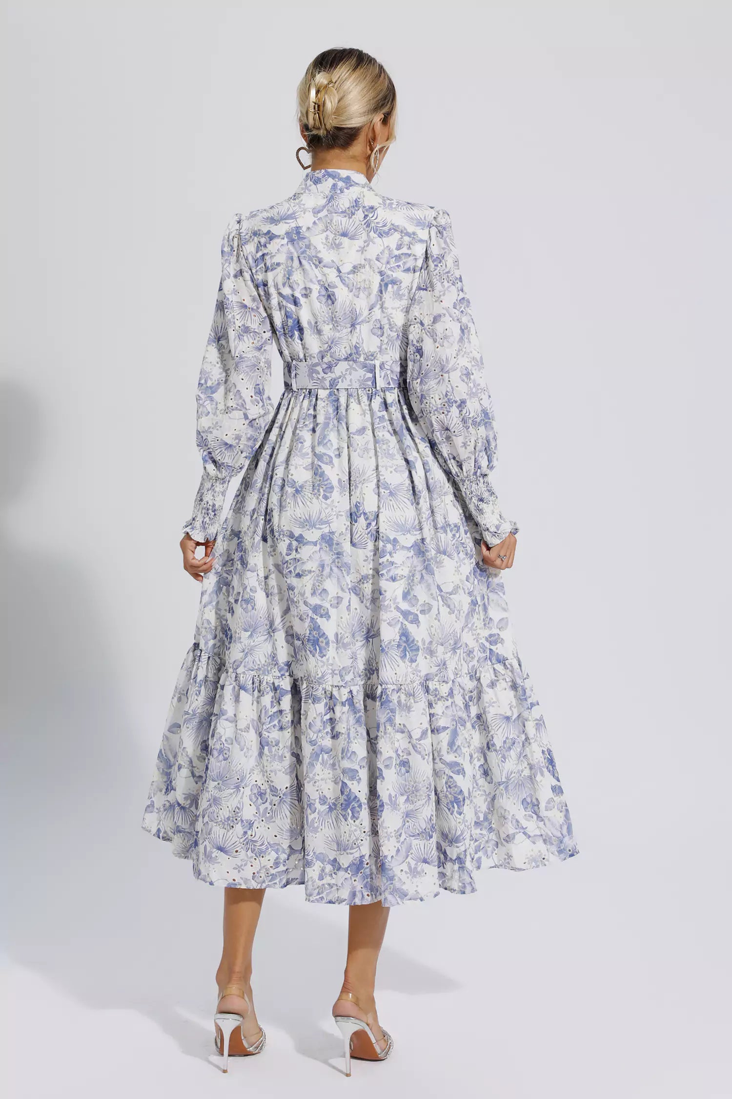 Madilynn Blue Floral Long Sleeve Maxi Dress