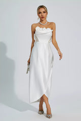 Marceline White Off Shoulder Satin Dress