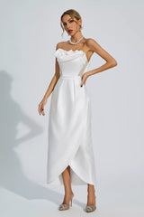 Marceline White Off Shoulder Satin Dress