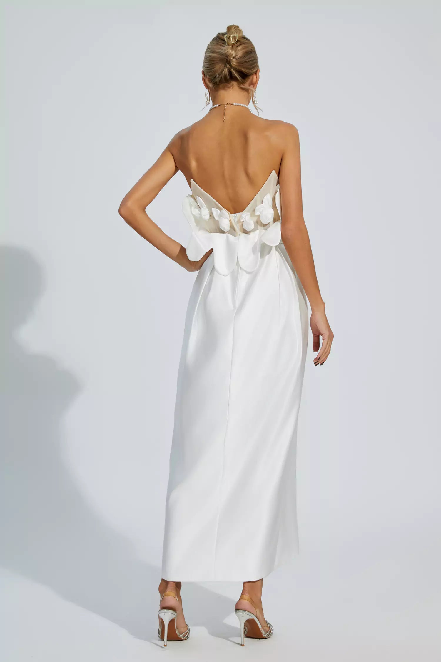 Marceline White Off Shoulder Satin Dress