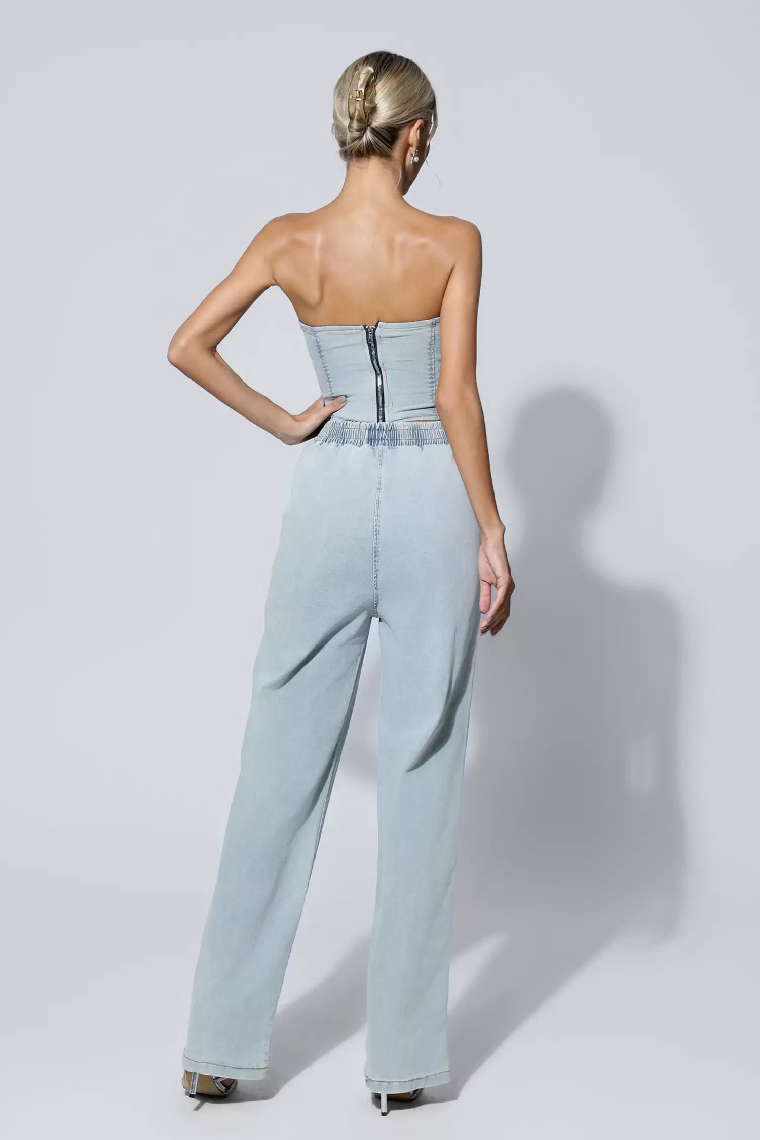 Marie Blue Denim Tube Top Set