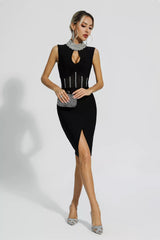 Marleigh Black Diamond Embellished Bandage Dress