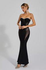 Marne Black Mesh Off Shoulder Bandage Dress