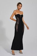 Marne Black Mesh Off Shoulder Bandage Dress