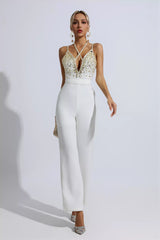 Matilda White Sequin Embellished Jumpsuit