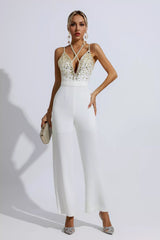 Matilda White Sequin Embellished Jumpsuit