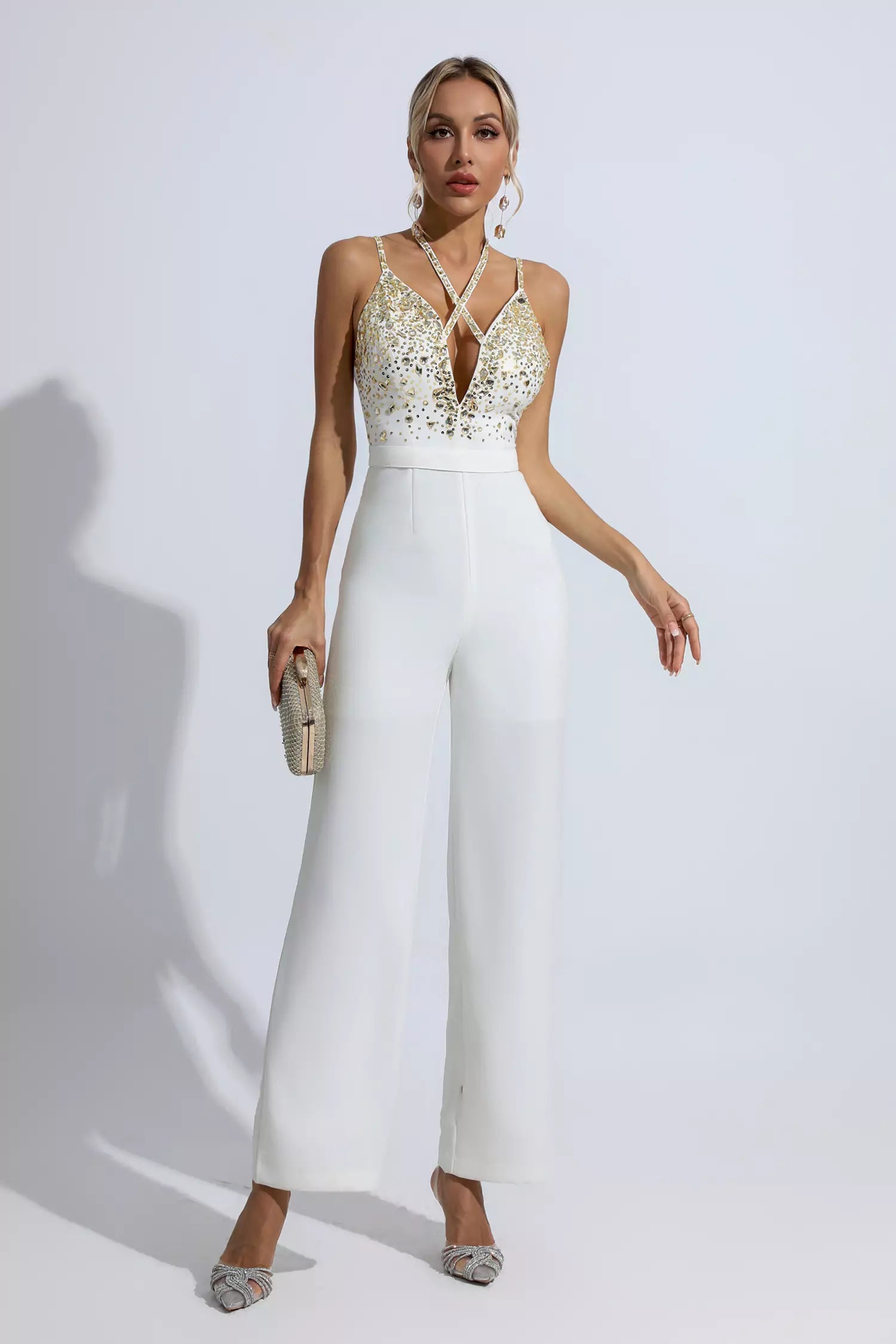 Matilda White Sequin Embellished Jumpsuit