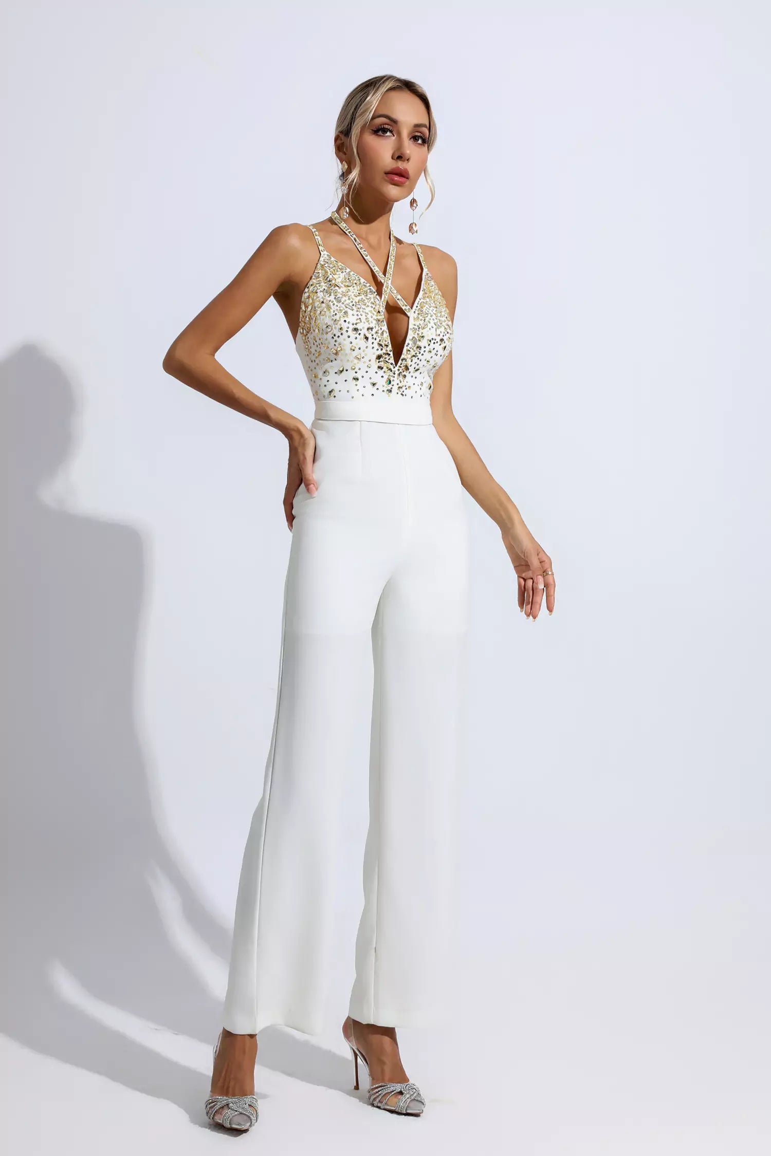 Matilda White Sequin Embellished Jumpsuit