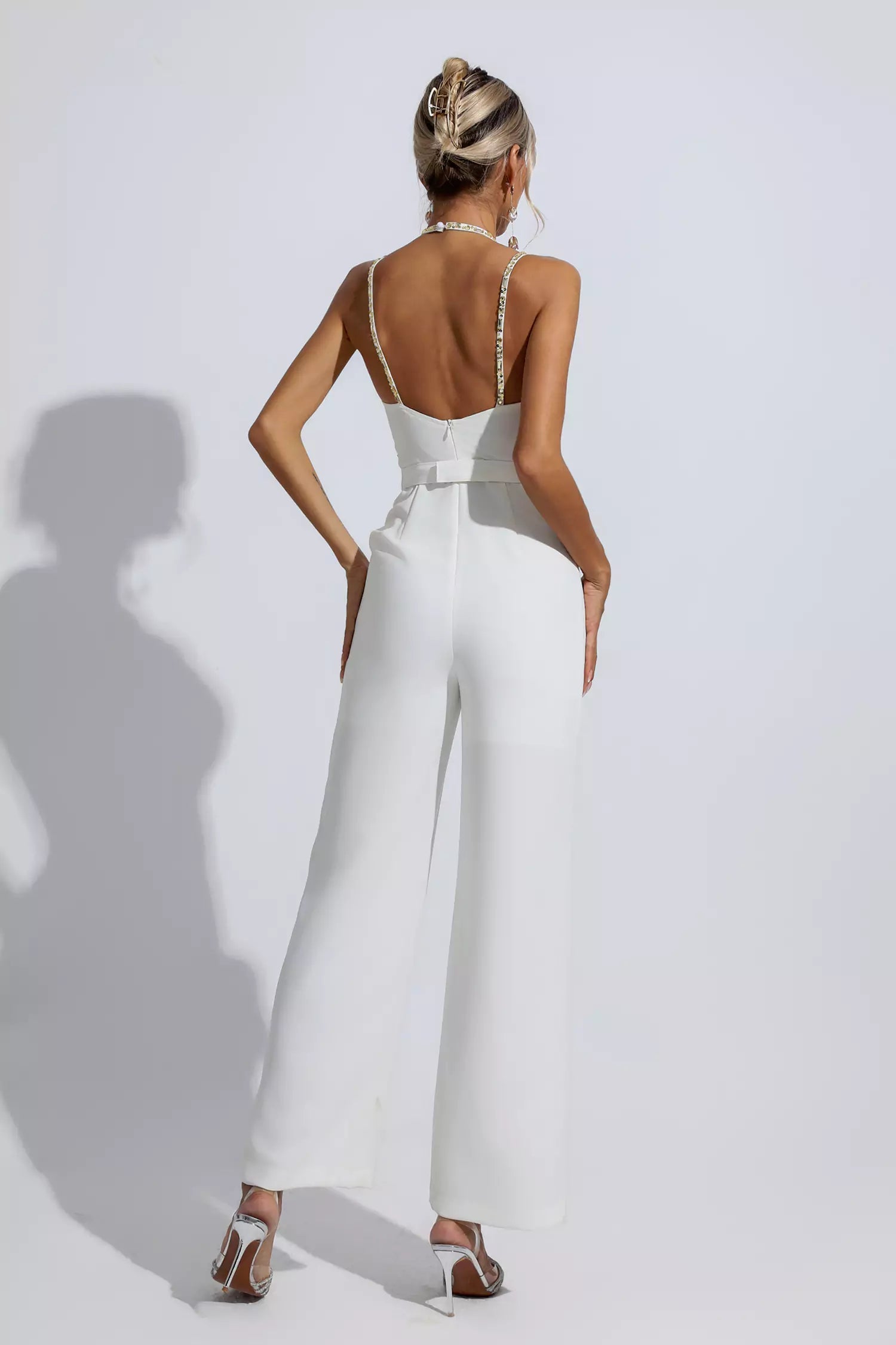 Matilda White Sequin Embellished Jumpsuit