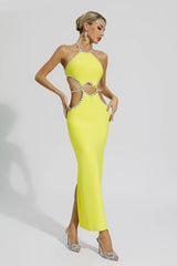 Megan Yellow Cut Out Bodycon Dress