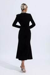 Melany Black Velvet Long Sleeve Dress