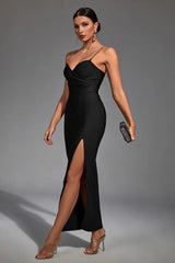 Melody Black High Slit Bandage Maxi Dress - Catchall