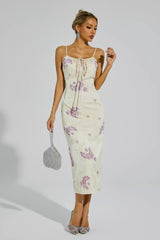 Merle Apricot Flower Printed Slip Dress