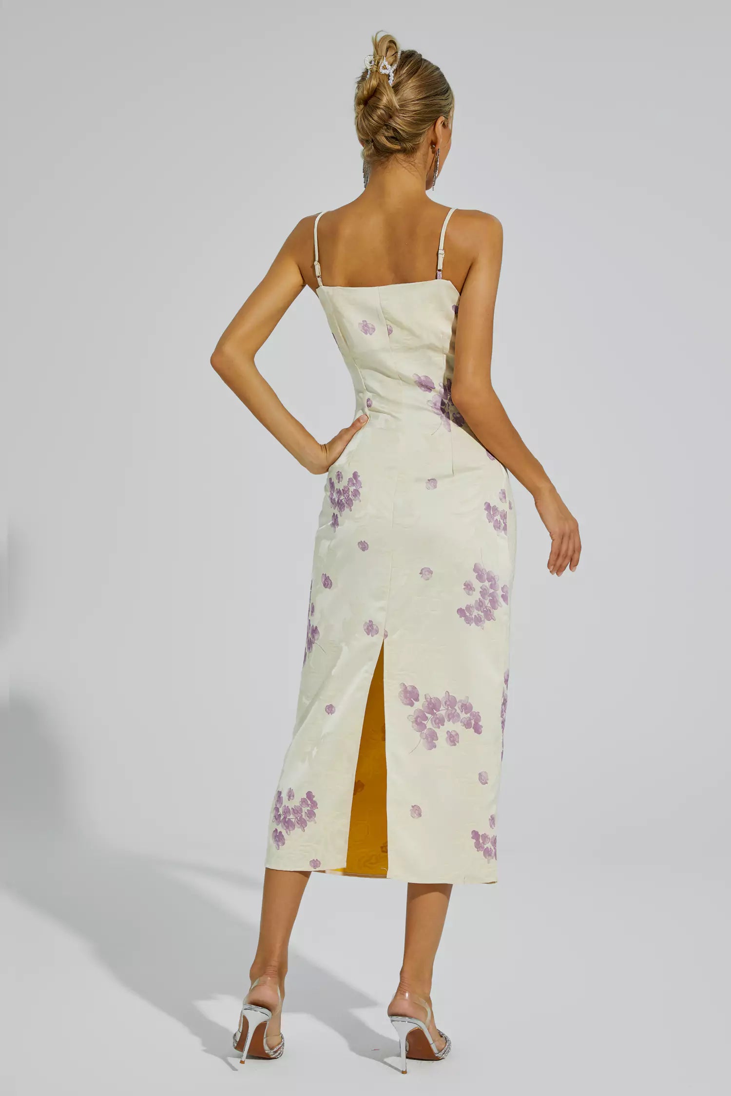 Merle Apricot Flower Printed Slip Dress