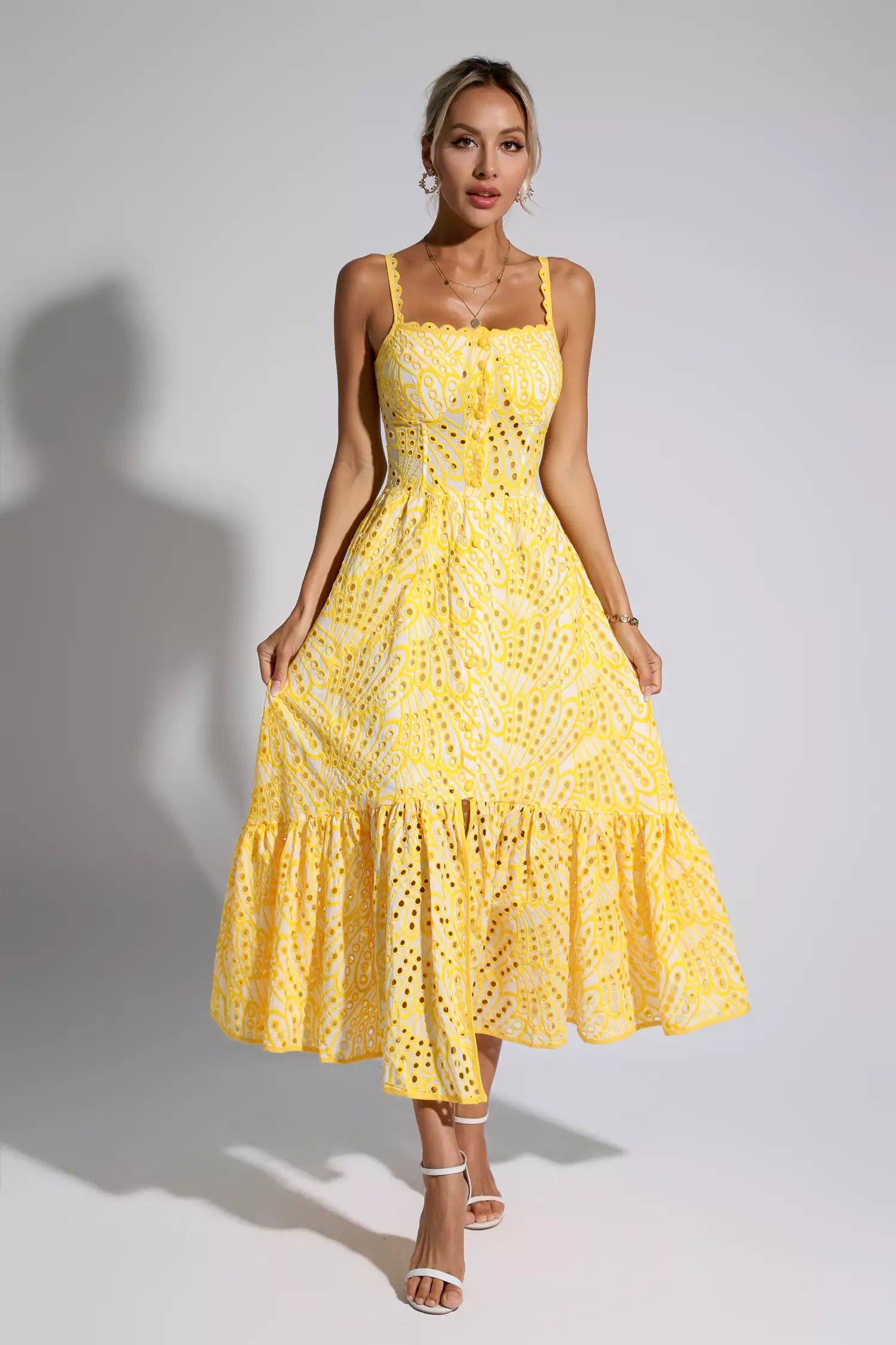 Michelle Yellow Printed Maxi Dress