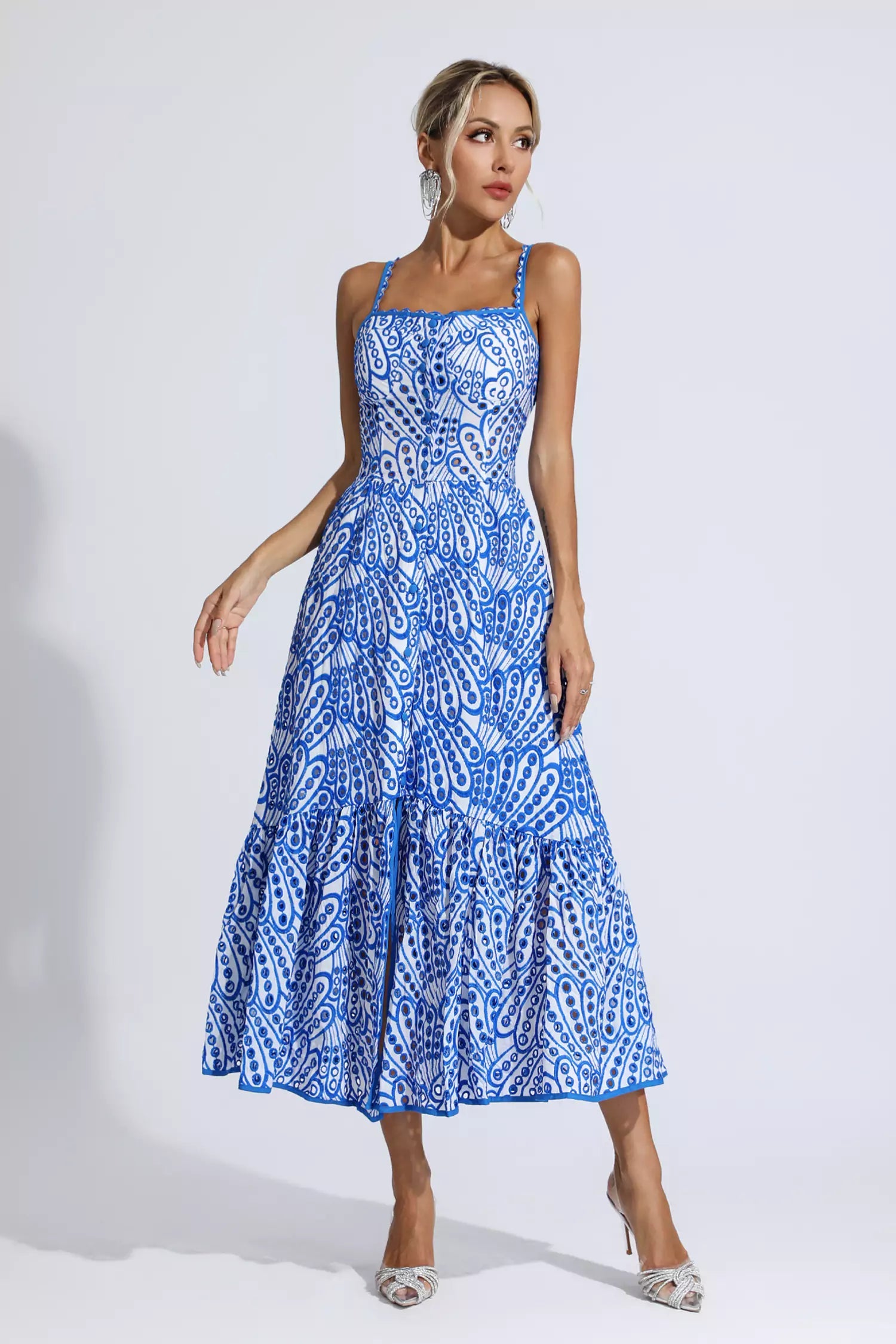 Michelle Blue Printed Maxi Dress