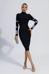 Miranda Black Diamond Bandage Dress