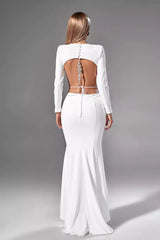 Miriam White Backless Diamante Dress - Catchall