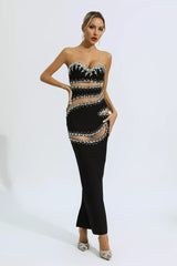 Nala Black Beading Mesh Bandage Dress