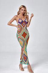 Natalie Multicolored Sling Knit Maxi Dress - Catchall