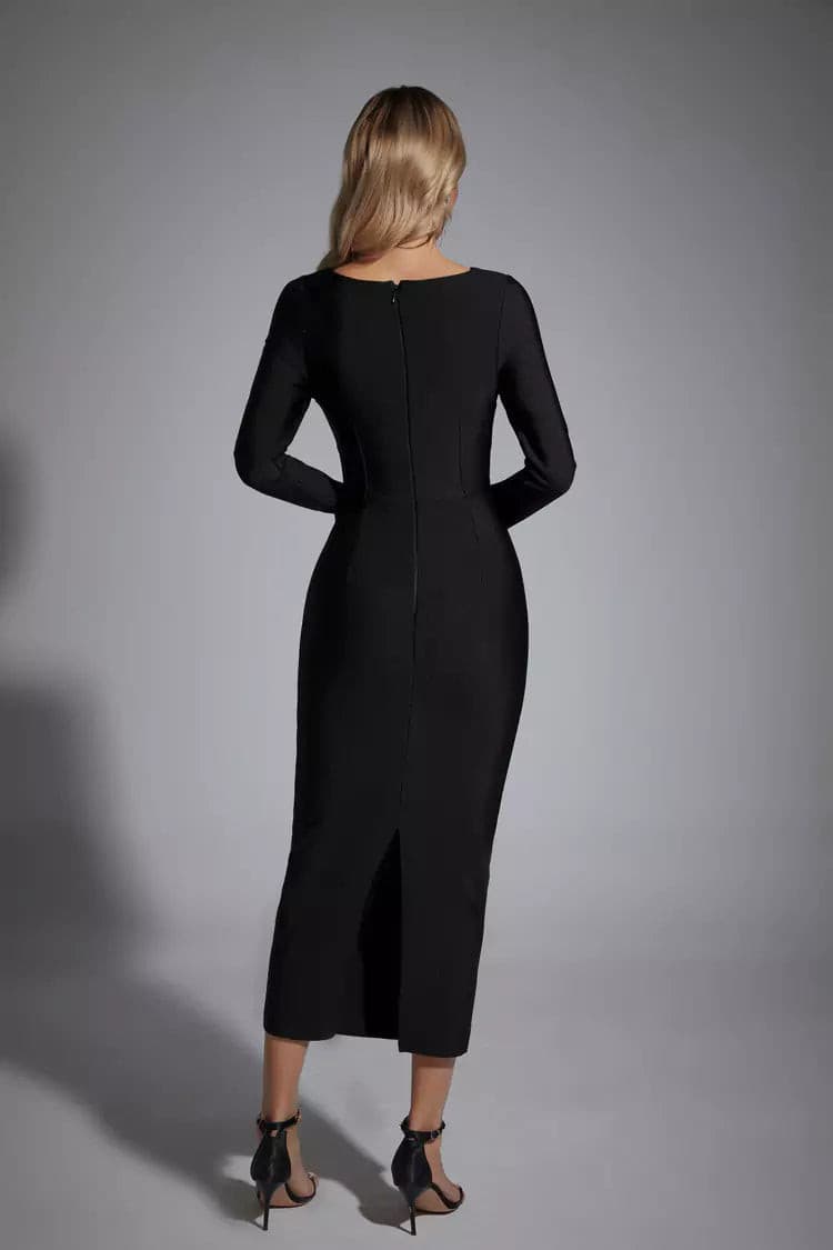 Nevaeh Black Cutout Bandage Midi Dress - Catchall