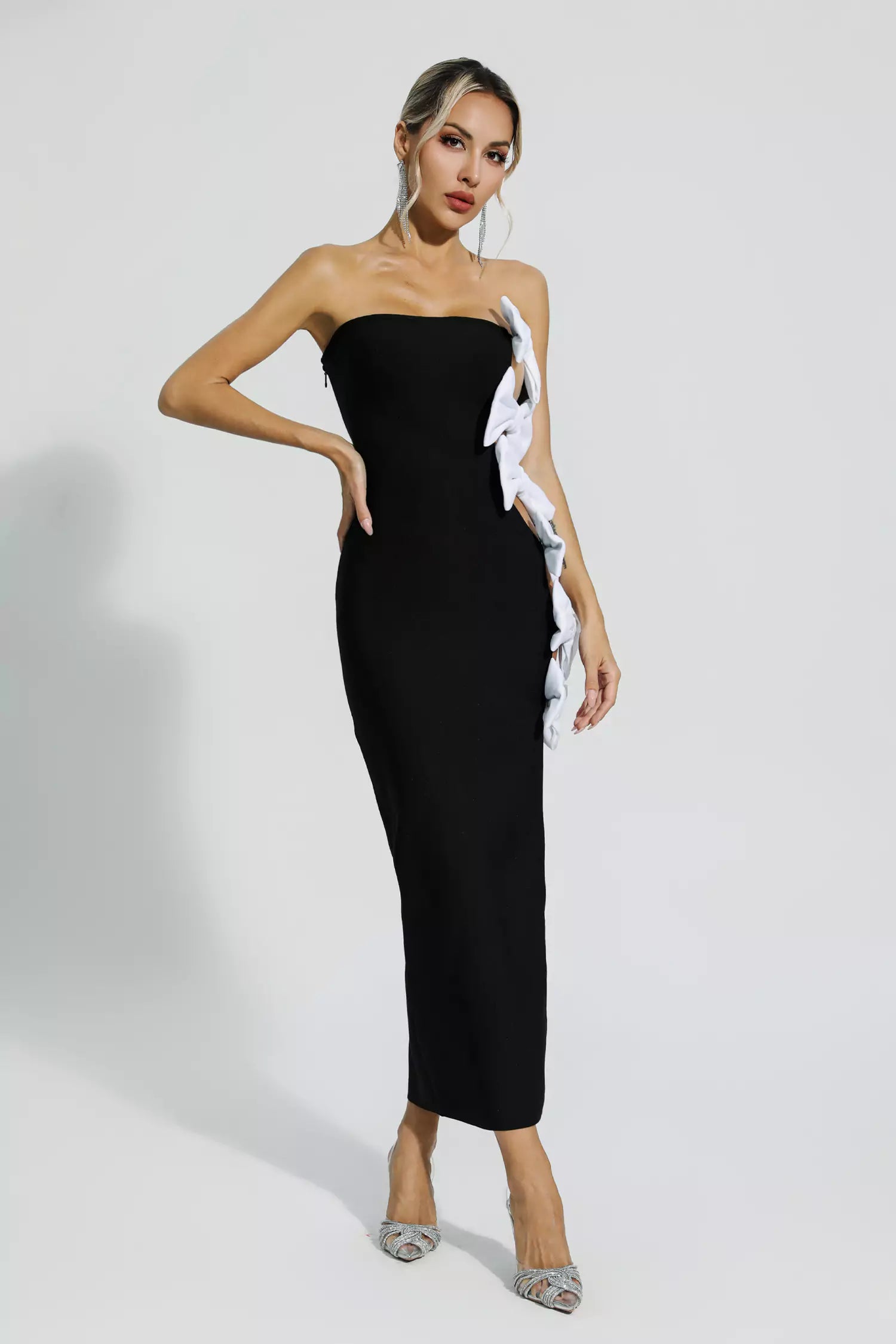 Noah Black Cutout Bow Bandage Dress