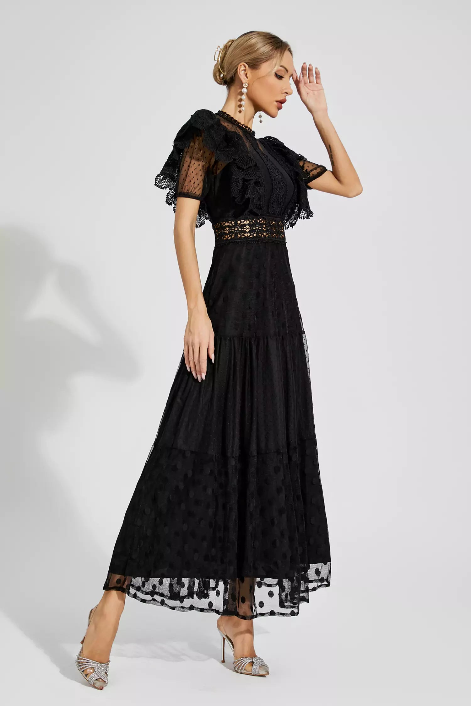 Noor Black Polka Dot Maxi Dress