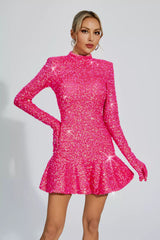 Novalee Rose Red Sequin Mini Dress