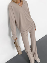 V-neck Top+ Comfortable Trousers Set