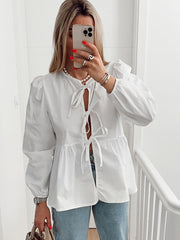 Loose Sweet Lace-Up Shirt Top