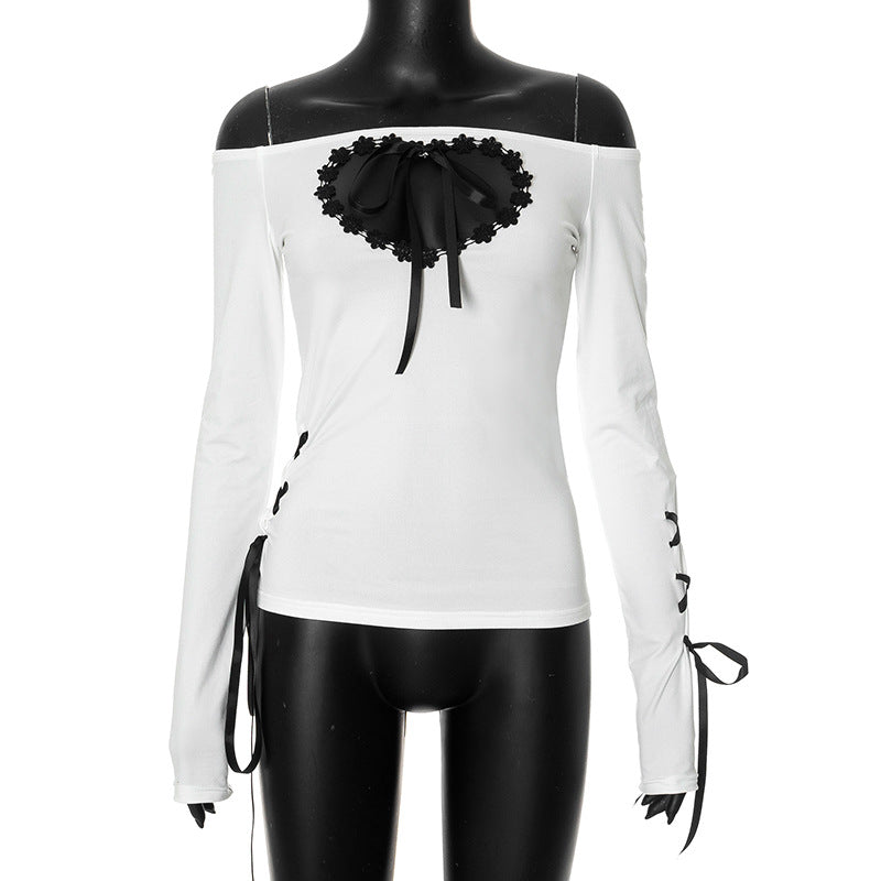 Off Shoulder Heart Design Y2K Top