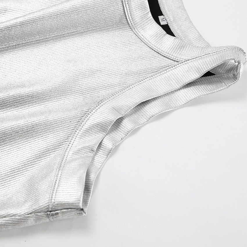 Slim Silver Pullover Tank Top