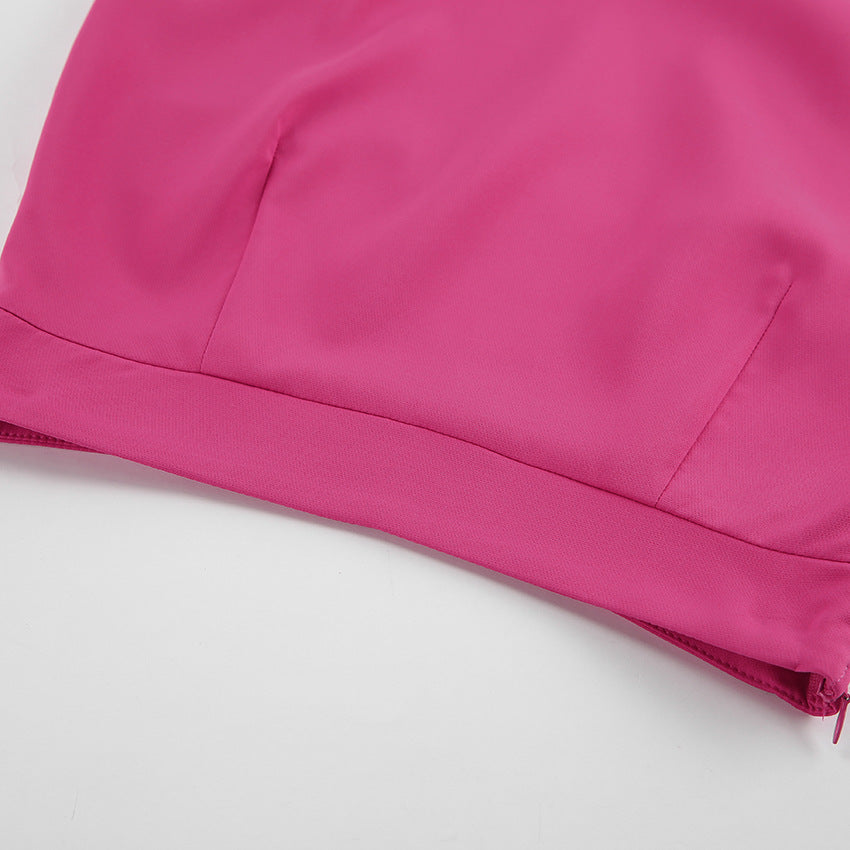 Pink High Waist Flap Detail Straight Skirt