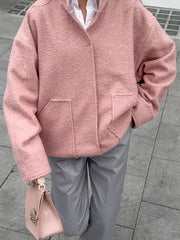 Woolen Pink Pockets Coat