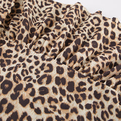 Leopard Print Puff Sleeve Tie Front Top