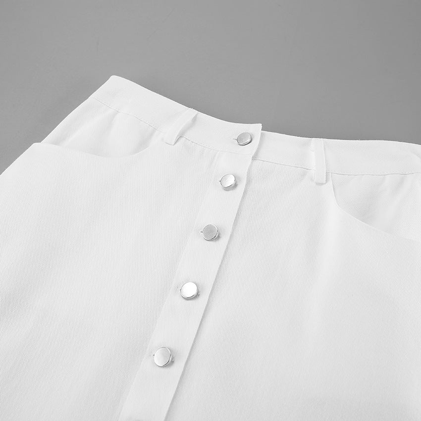Button Down Cotton Maxi Skirt