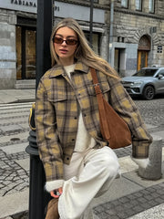 Warm Wool  Plaid Gingham Coat