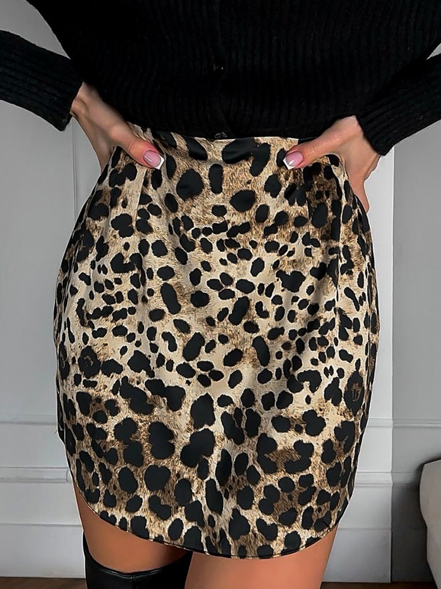 Leopard Print Hip Skirt Fashion High Waist Skirt