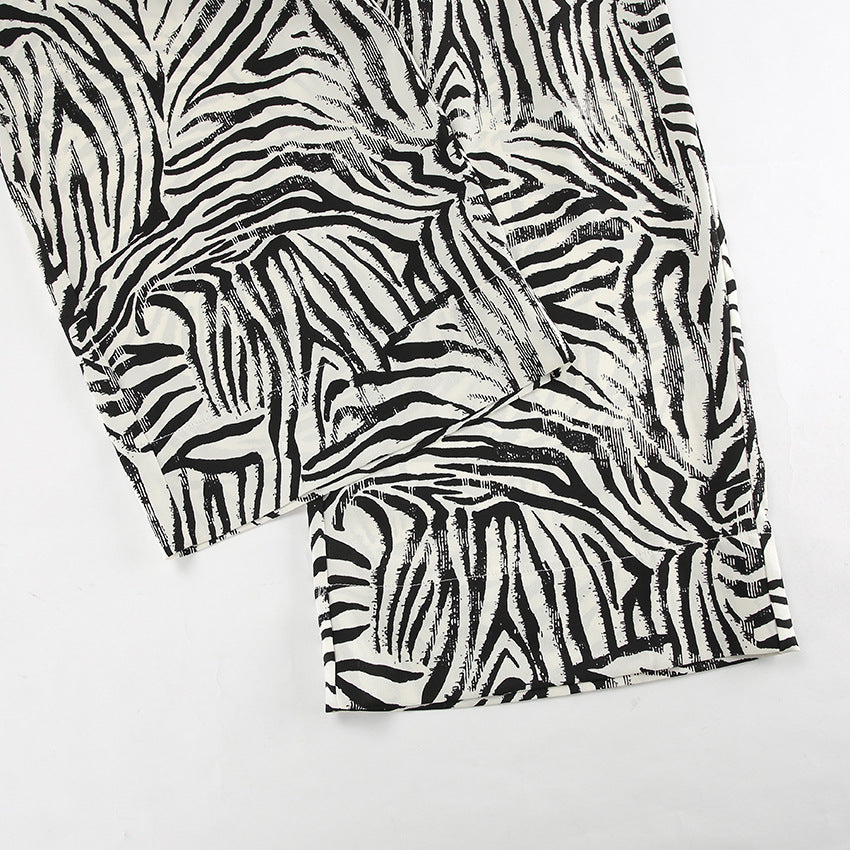 Zebra Striped High Waist Leisure Suit