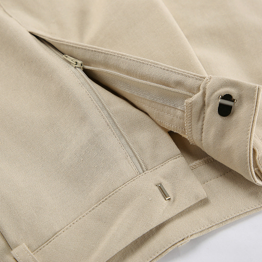 V Neck Vest Sleeveless Tops and Pockets Shorts Set