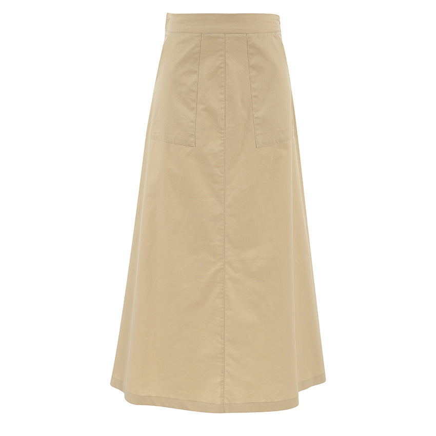 Solid Color Split-Joint A-Line High Waisted Skirts