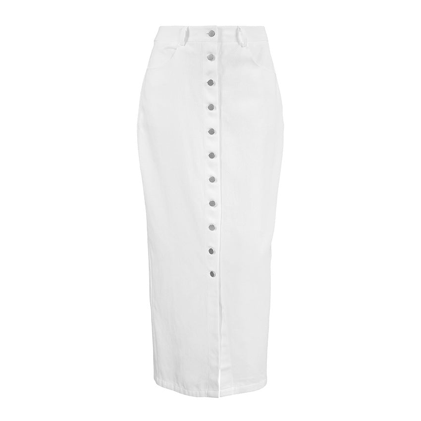 Button Down Cotton Maxi Skirt