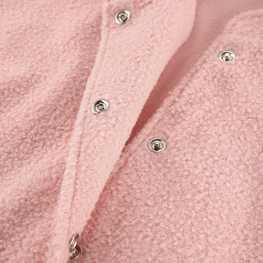 Woolen Pink Pockets Coat