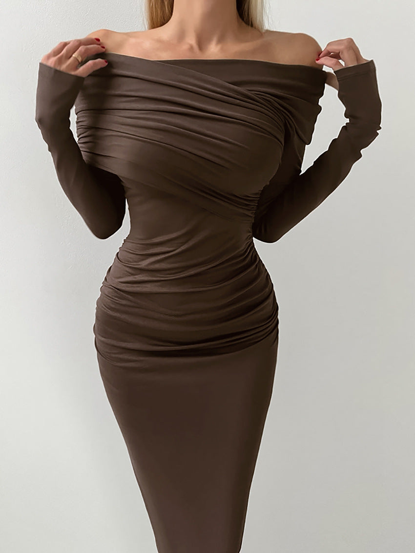 Ruched Irregular Off Shoulder Wrapped Dresses