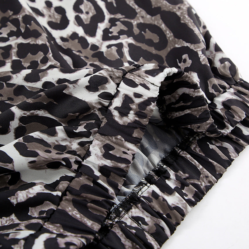 Leopard Elastised Broadleg Pants